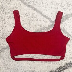 RED STRAP CROP TOP